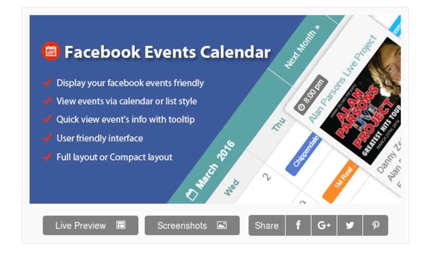 Календарь событий Facebook
