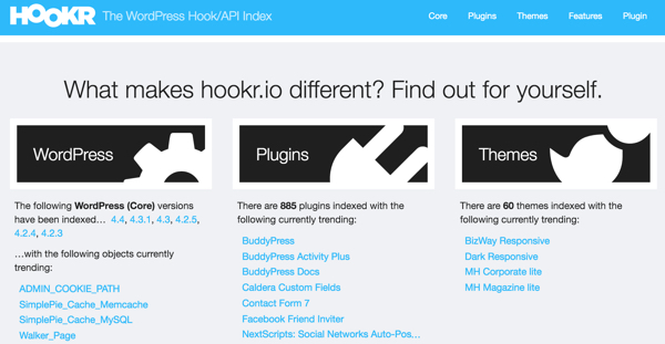 Плагин Hookr WordPress - домашняя страница