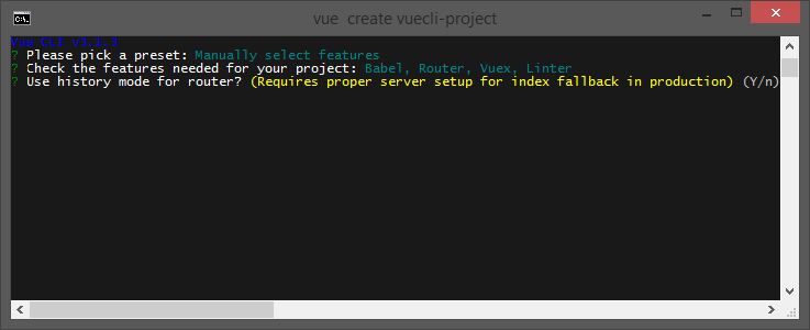 Создать проект с Vue CLI Использовать режим истории
