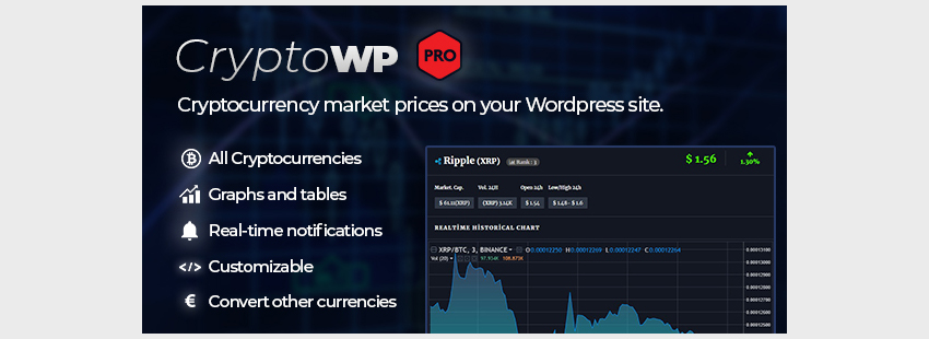 CryptoWP - Рыночные цены на криптовалюту в реальном времени на WordPress PRO