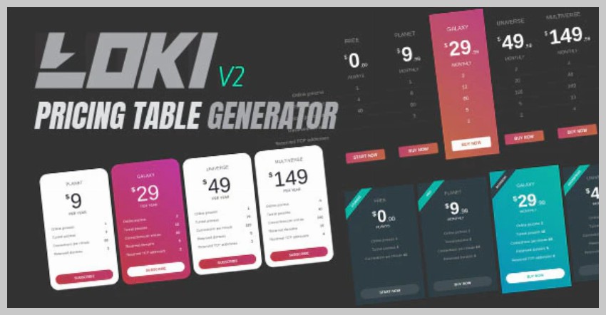 Loki Pricing Table Generator