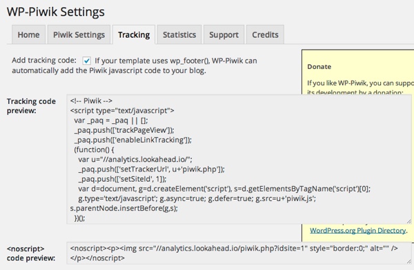 WP-Piwik Плагин для отслеживания WordPress