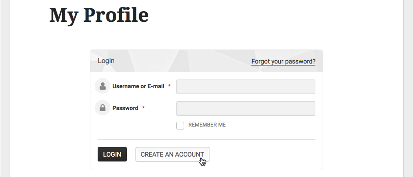 Каждый, кто посещает ваш сайт, может создать профиль, выбрав «Создать аккаунт».