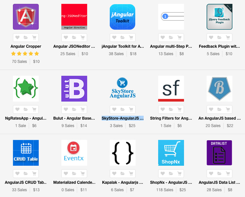 Сценарии и приложения AngularJS на Envato Market