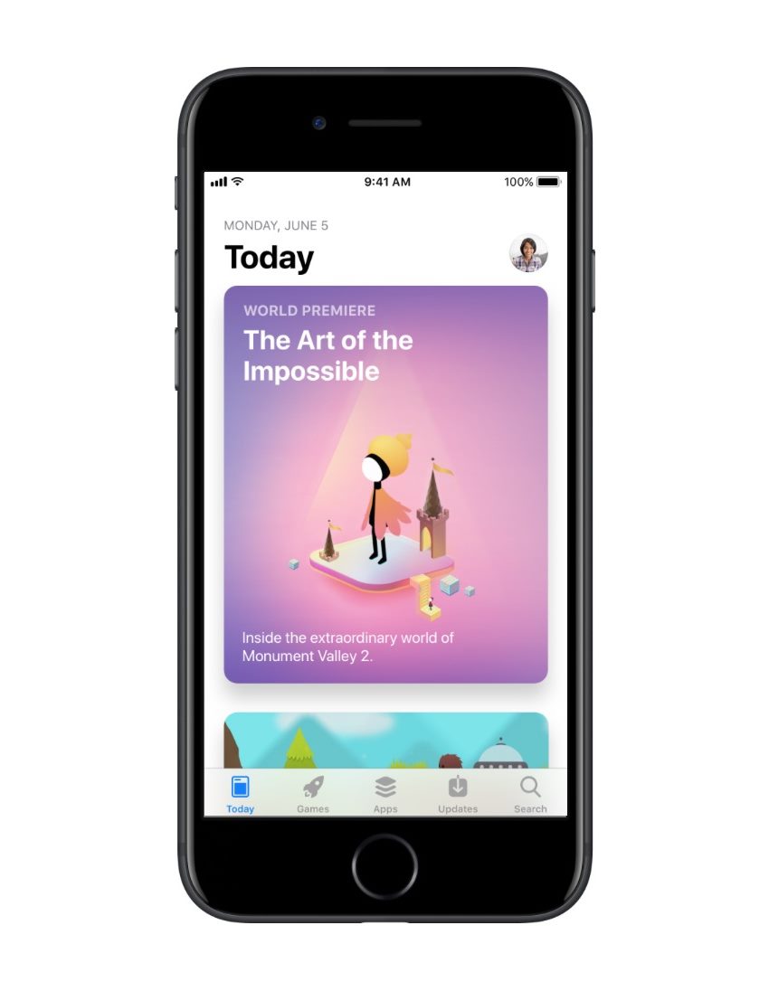 Новый App Store Today Экран источника Apple
