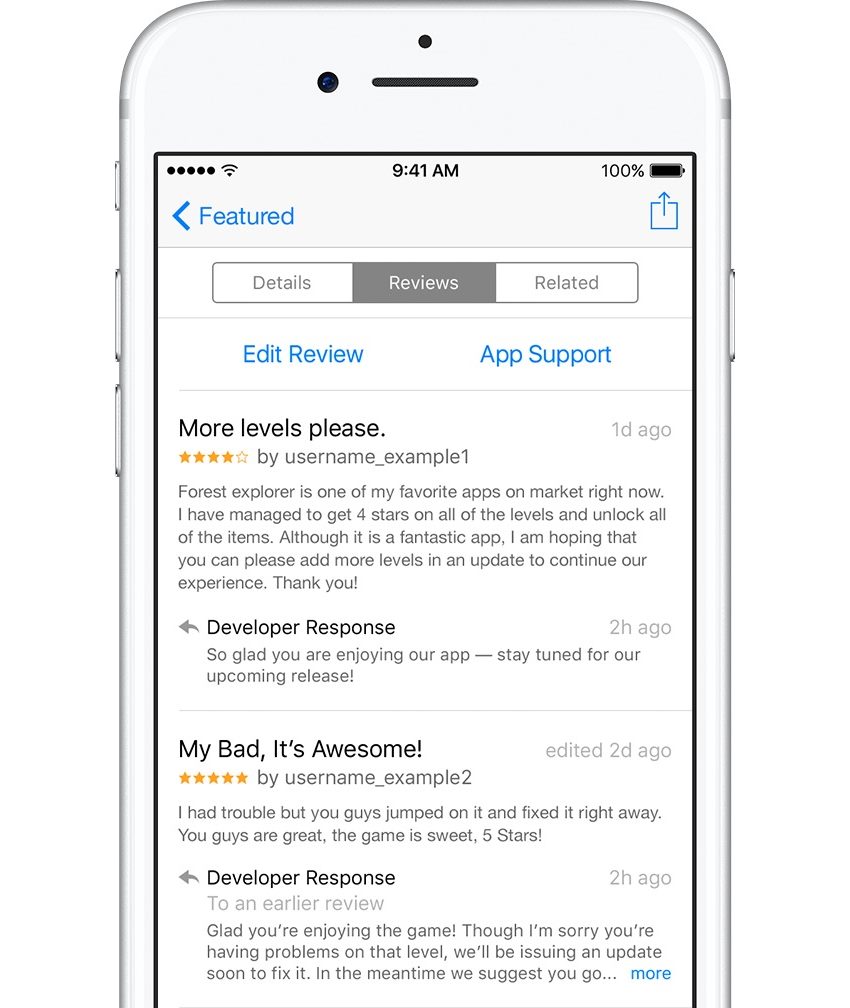 Разработчики теперь могут отвечать на комментарии и отзывы в App Store источника Apple