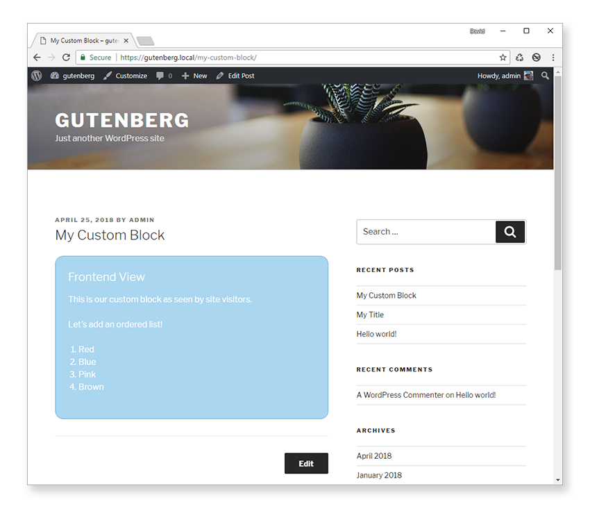 Updated frontend view