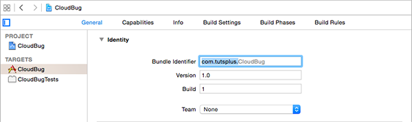 Конфигурирование цели CloudBug