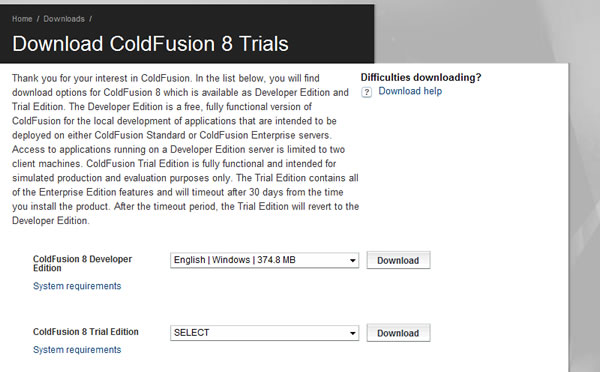 Загрузить Adobe ColdFusion 8