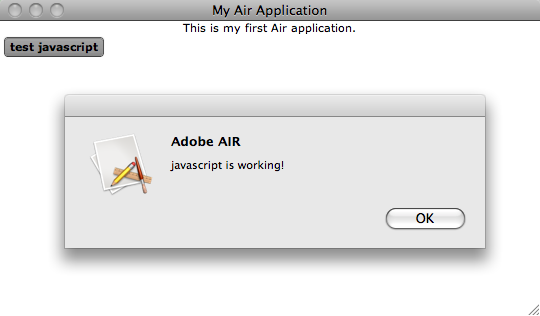 Запуск Javascript в приложении Air