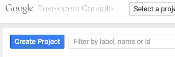 Кнопка «Создать проект» на облачной платформе Google