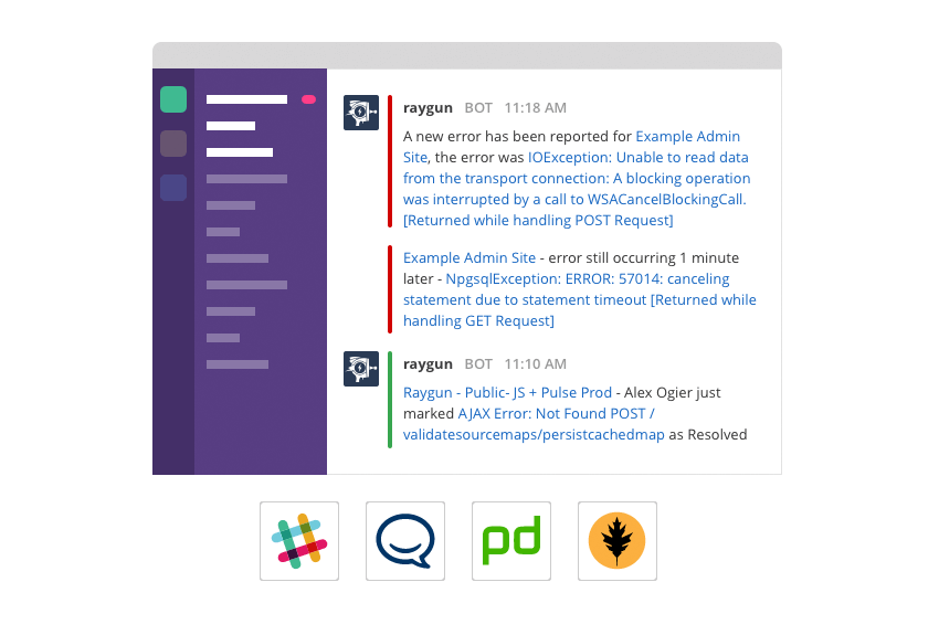 Интеграция Raygun с программным обеспечением чата, таким как Slack