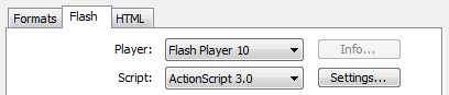 Панель свойств Flash