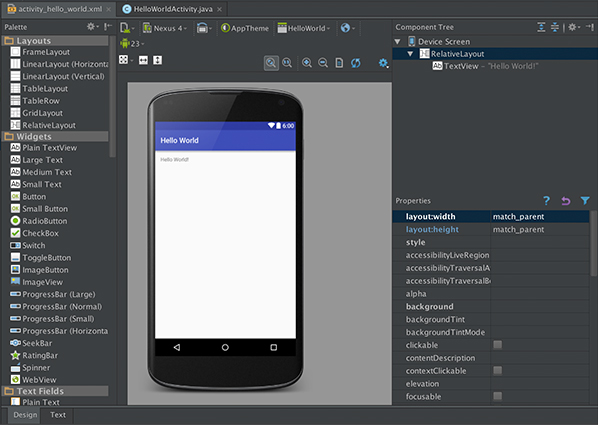 WYSIWYG редактор Android Studio
