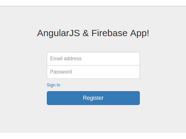 Экран регистрации для приложения AngularJS Firebase