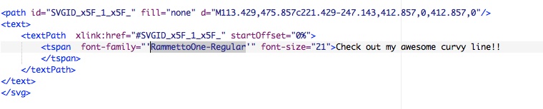 снимок экрана: выделение кода семейства шрифтов