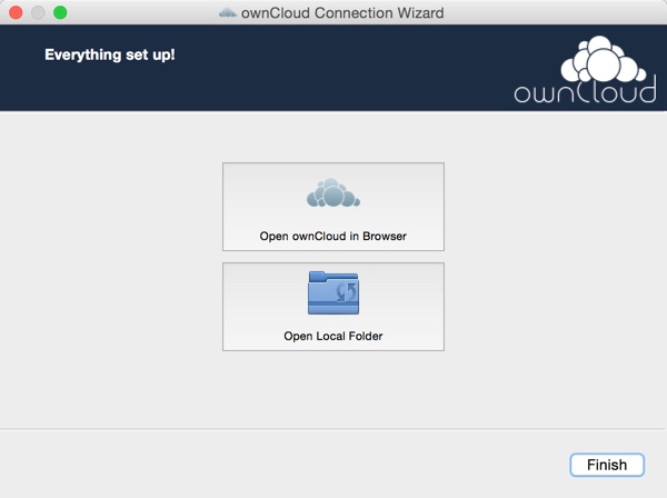 OwnCloud Настройка приложения для OS X - Готово