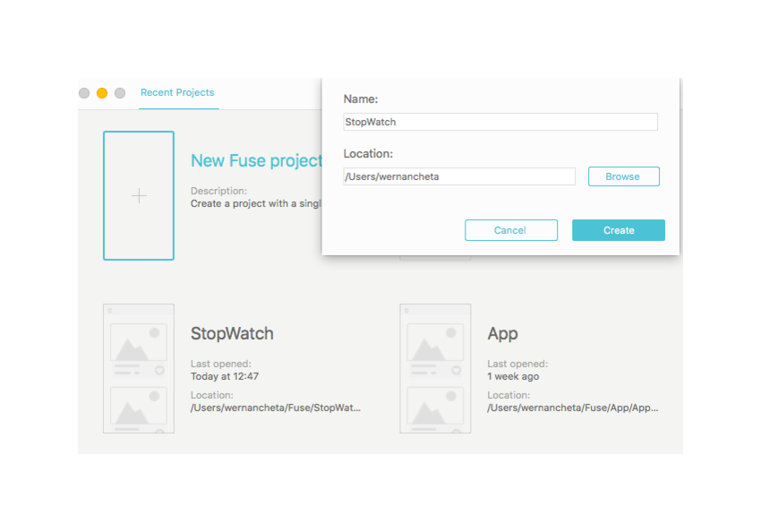 Создать новый проект Fuse