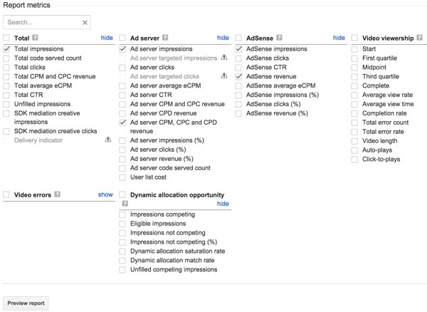 Google DFP Создать системный запрос продолжение