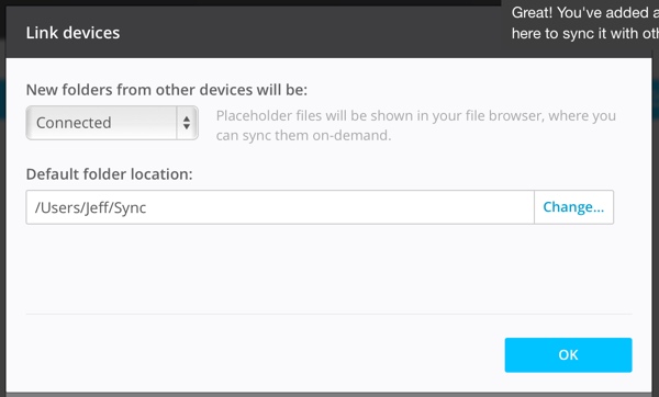 Папка установки BitTorrent Sync MacBook