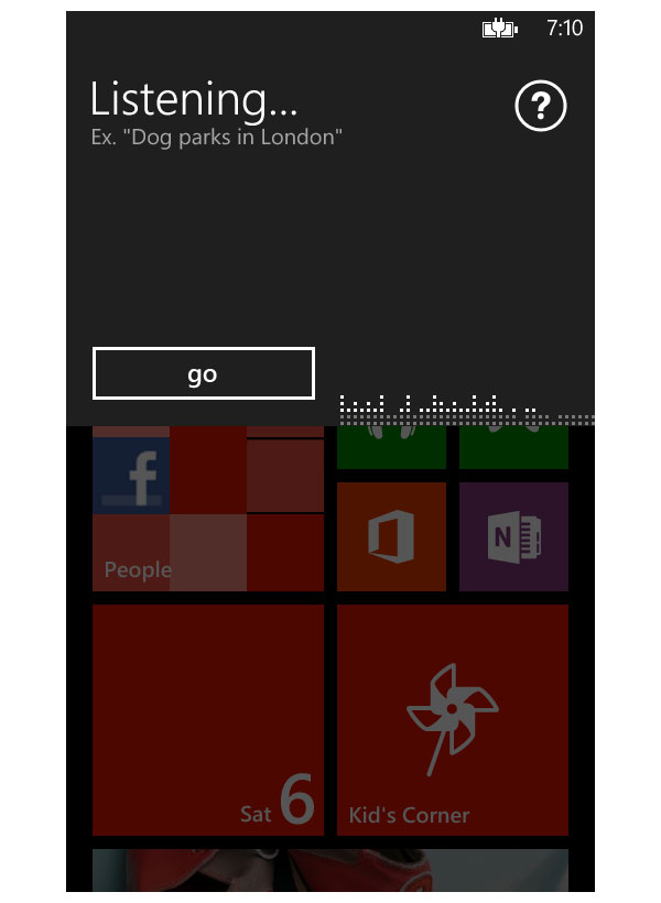 Windows Phone предоставляет диалог для использования голосовых команд