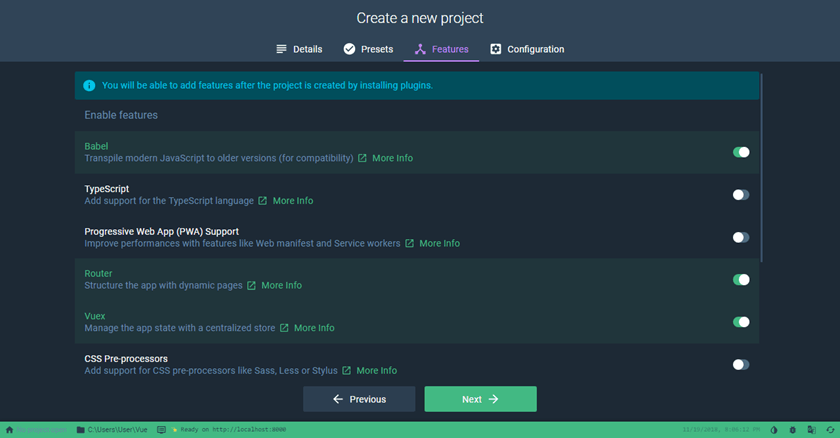 Создайте новый проект с помощью Vue UI Select.