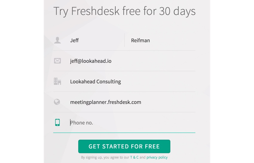 Поддержка Планировщика Встреч - FreshDesk Registration