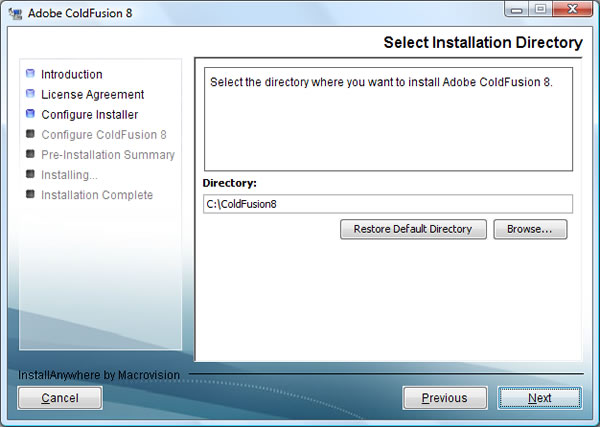 Заставка Adobe ColdFusion 8