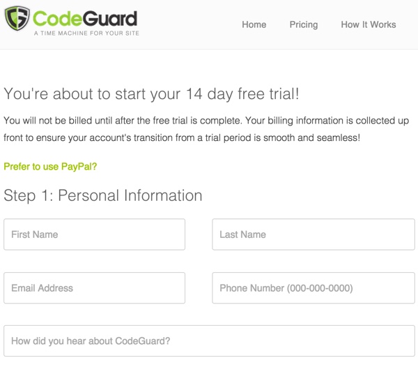 CodeGuard Зарегистрироваться