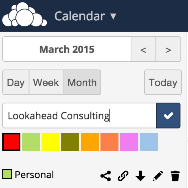 OwnCloud Calendar App Добавить календарь