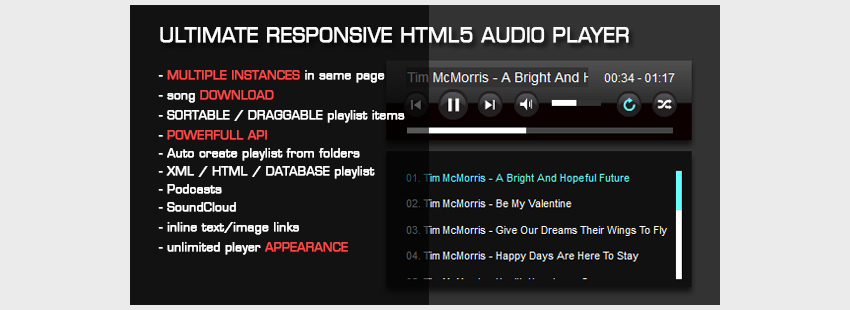 HTML5 аудио плеер с плейлистом