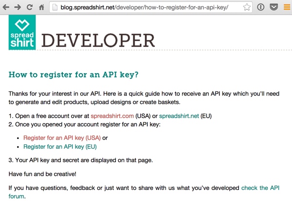 API-ключи Spreadshirt