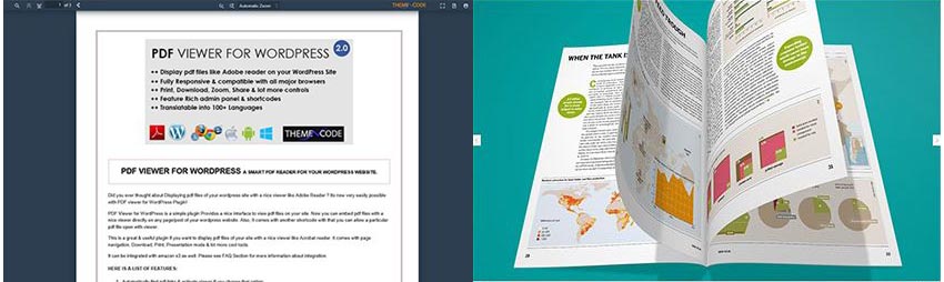 Скриншоты двух программ просмотра WordPress PDF