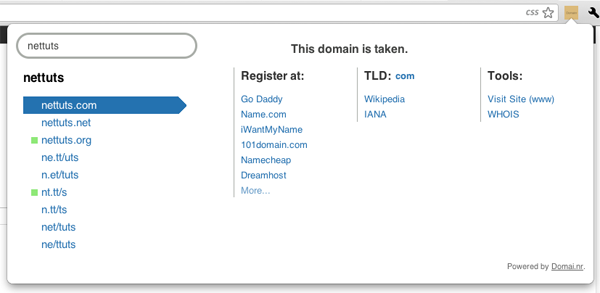 И мы все сделали с расширением Domai.nr Chrome!