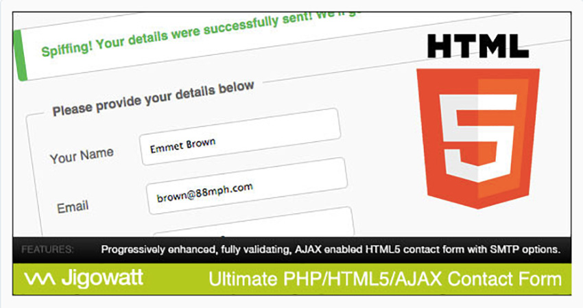 Ultimate PHP HTML5 AJAX Форма обратной связи