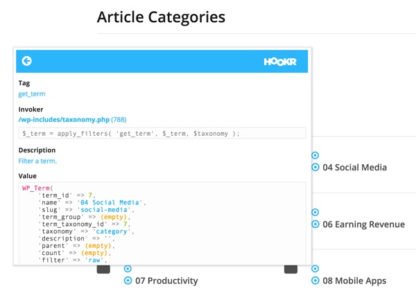 Плагин Hookr WordPress - развернуть фильтр get_term