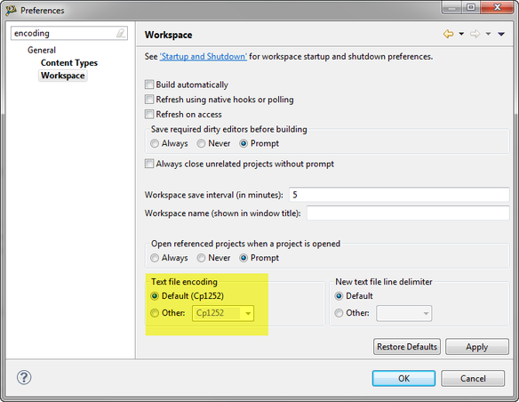 Eclipse Text File Encoding