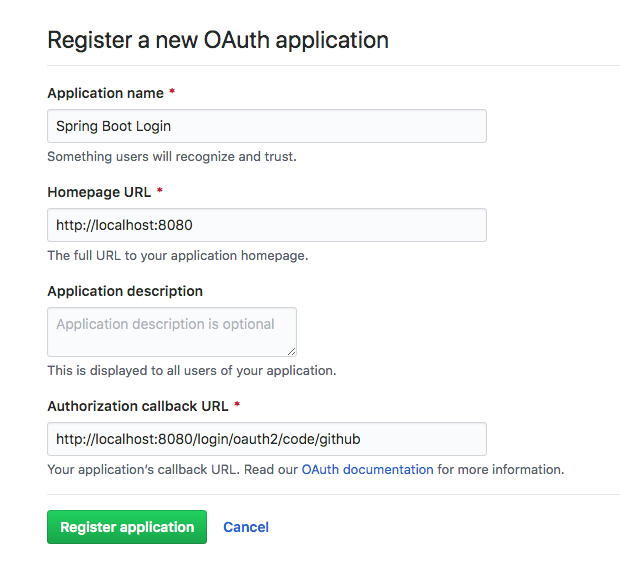 Регистрация клиента GitHub