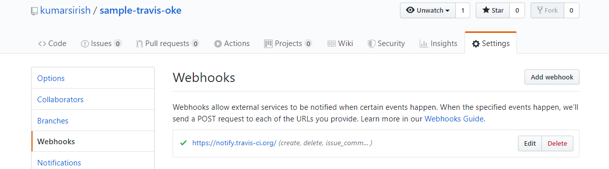 Webhook в ответ на синхронизацию GitHub
