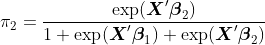 http://latex.codecogs.com/gif.latex?\pi_2%20=%20\frac {\ ехр (\ boldsymbol {X}% 27 \ boldsymbol {\ бета} _2)} {1+ \ ехр (\ boldsymbol {X}% 27 \ boldsymbol {\ бета} -1) + \ ехр (\ boldsymbol {X}% 27 \ boldsymbol {\ бета} _2)}