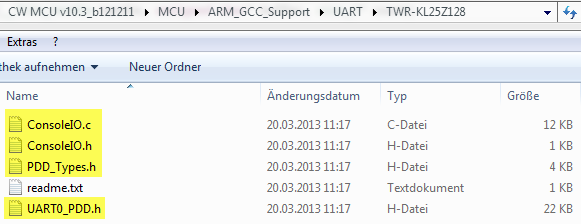 Файлы поддержки UART низкого уровня