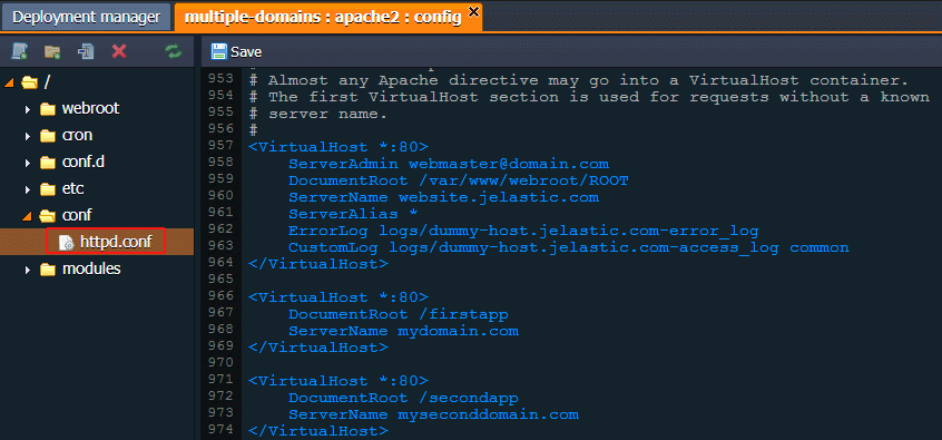 Конфигурация сервера Apache с несколькими доменными именами