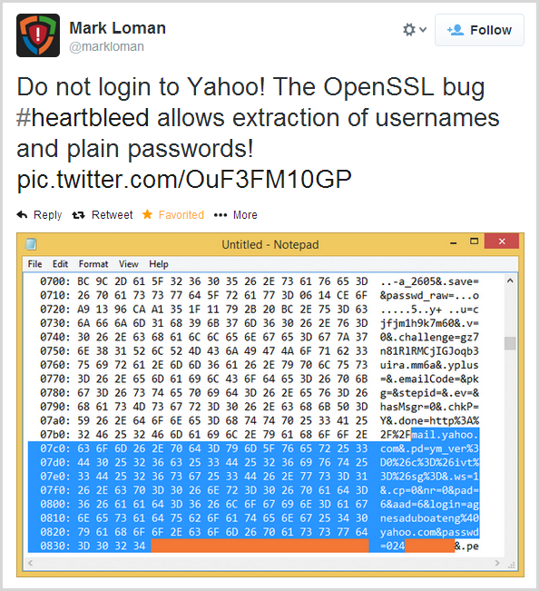 Не входите в Yahoo!  Ошибка OpenSSL #heartbleed позволяет извлекать имена пользователей и простые пароли!