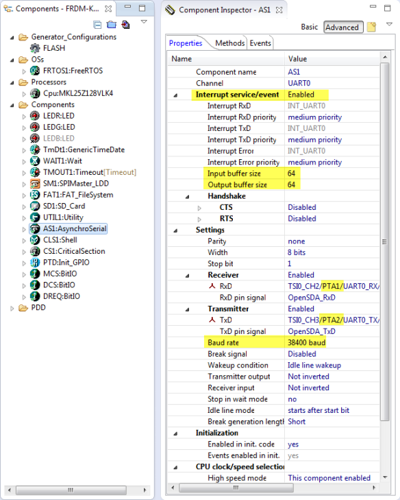 Конфигурация SCI для OpenSDA на FRDM-KL25Z
