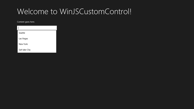 Автозаполнение WinJS Custom Control