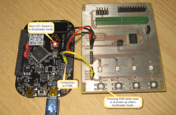 FRDM-KL25Z с платой управления загрузчиком