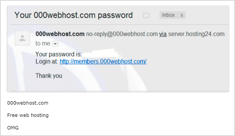 000webhost отправив пароли по электронной почте