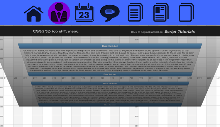 CSS3 3D меню верхнего сдвига