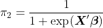 http://latex.codecogs.com/gif.latex?\pi_2%20=%20\frac{1}{1+\exp(\boldsymbol{X}%27\boldsymbol{\beta})}