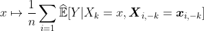 http://latex.codecogs.com/gif.latex?x\mapsto\frac{1}{n}\sum_{i=1}\widehat{\mathbb{E}}[Y\vert%20X_k=x, \ boldsymbol {X} _ {я, -k} = \ boldsymbol {х} _ {я, -k}]